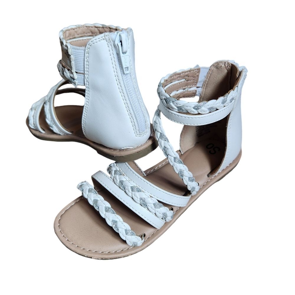 SO Loganberry Girl's Sandals Size 12 White & Silver